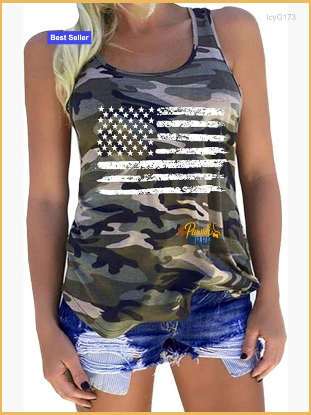 Patriotic Stars Stripes Sleeveless Tank Top Summer Casual Tee